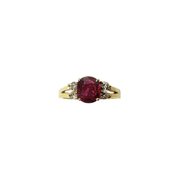 Vintage 18 Karat Yellow Gold Ruby and Diamond Ring Size 4.75 #11649